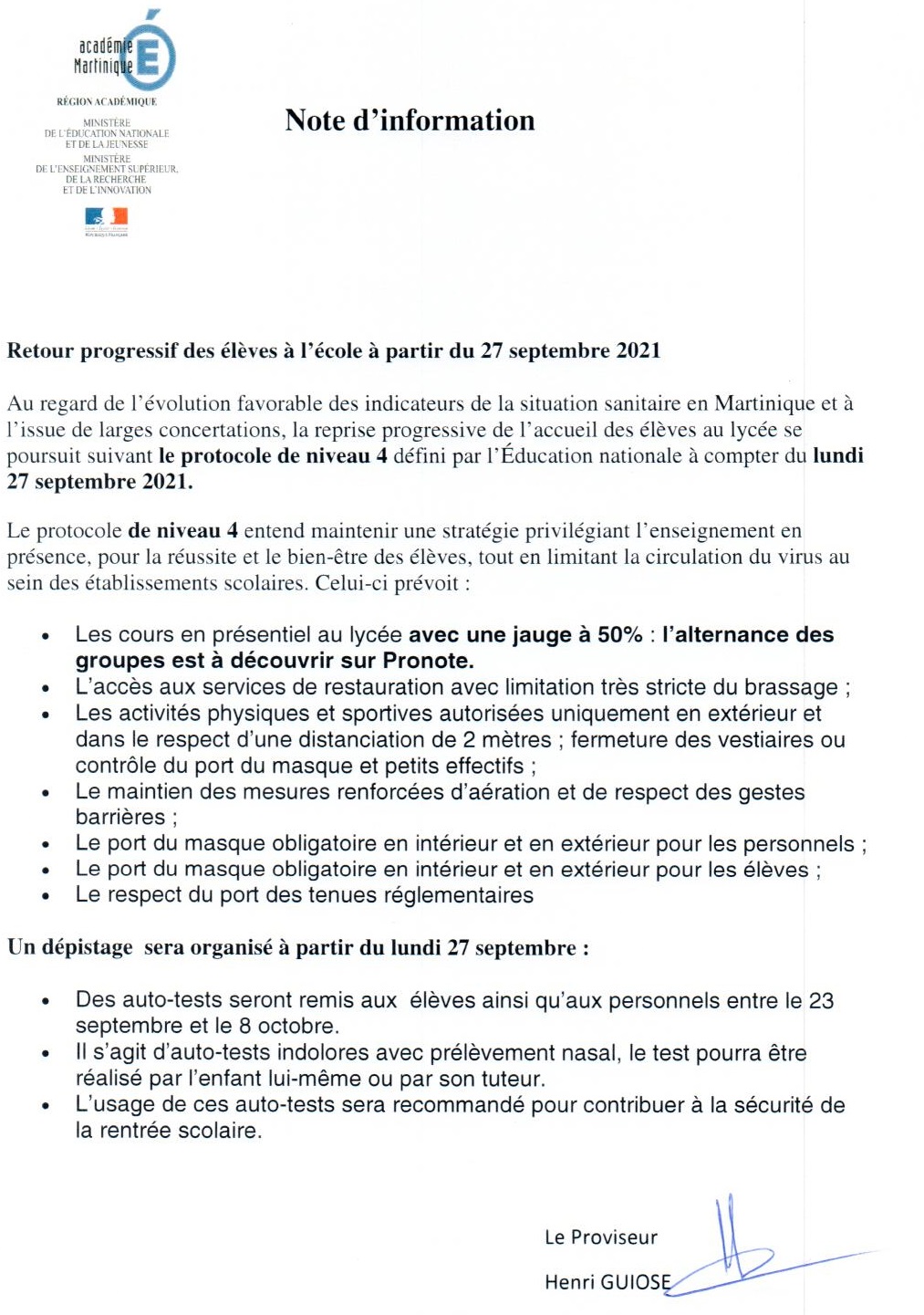 Le calendrier scolaire  Académie de Martinique